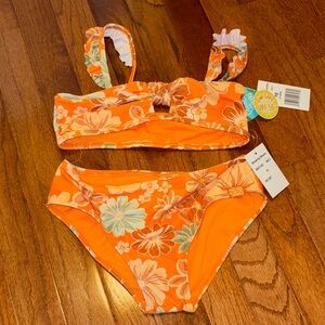 Orange Floral Kids Swim Set